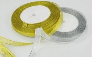 Wholesale Silver Gold Glitter Ribbon Polyester/ Nylon Material For Bow Packing Decoration from china suppliers