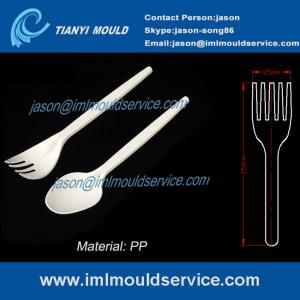 PP disposable plastic cake /salad chopping forks and spoons mould manufacturers