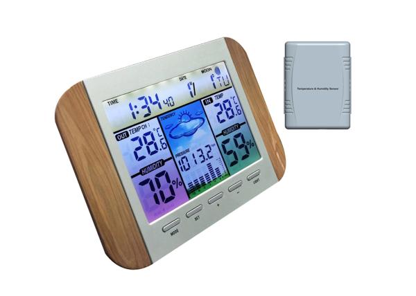 High quality Colorful Wood Wireless Digital Pressure Gauge Weather Station
