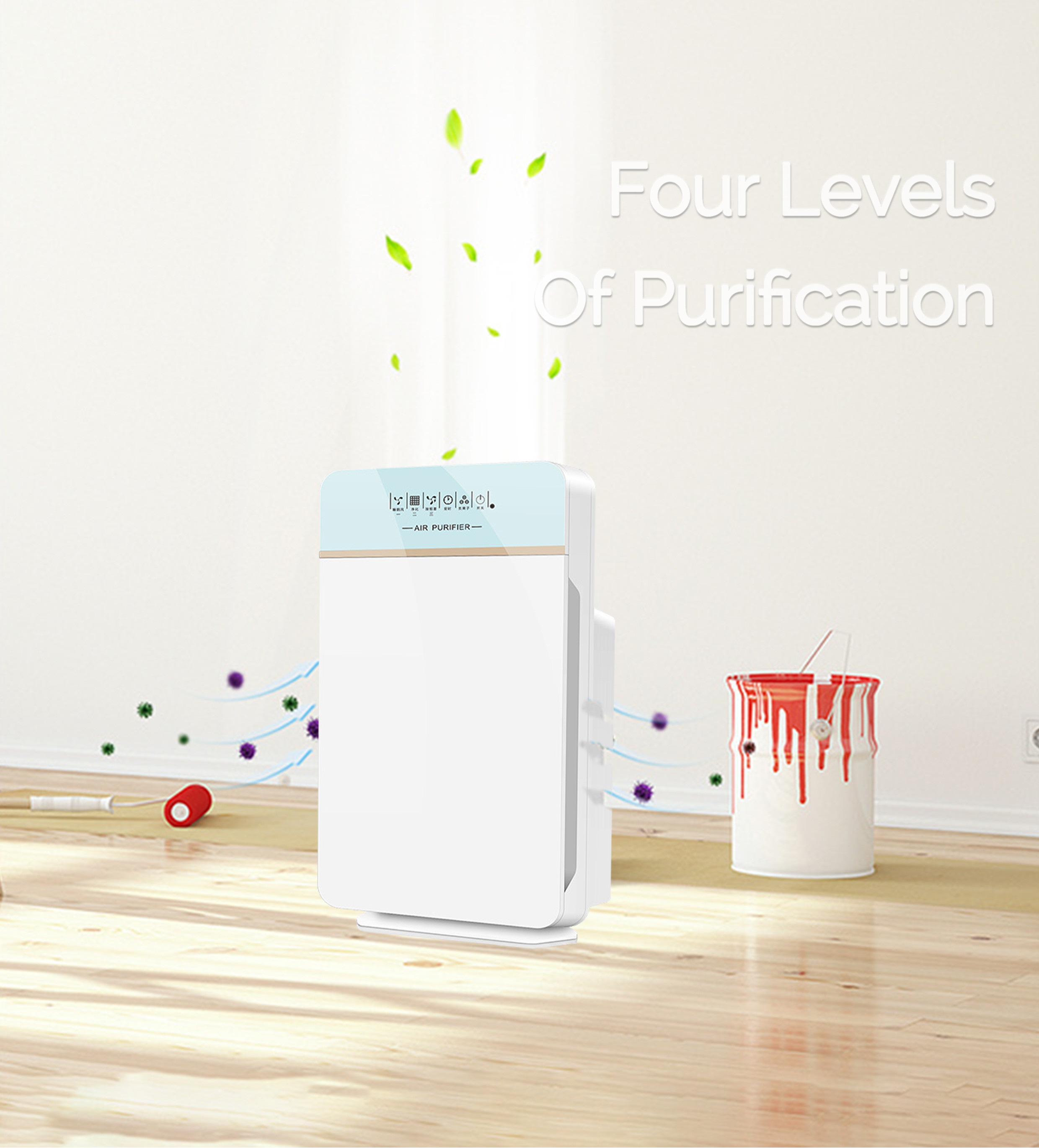 Room Anion Filter 45W 180M3/H Home Air Purifier Copper Motor