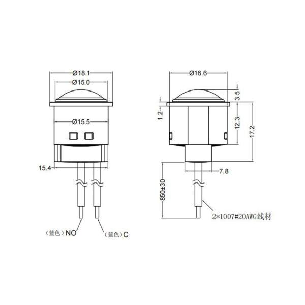 Normal Open Push Button Switch Single Pole Mini Push Button Switch 24VDC
