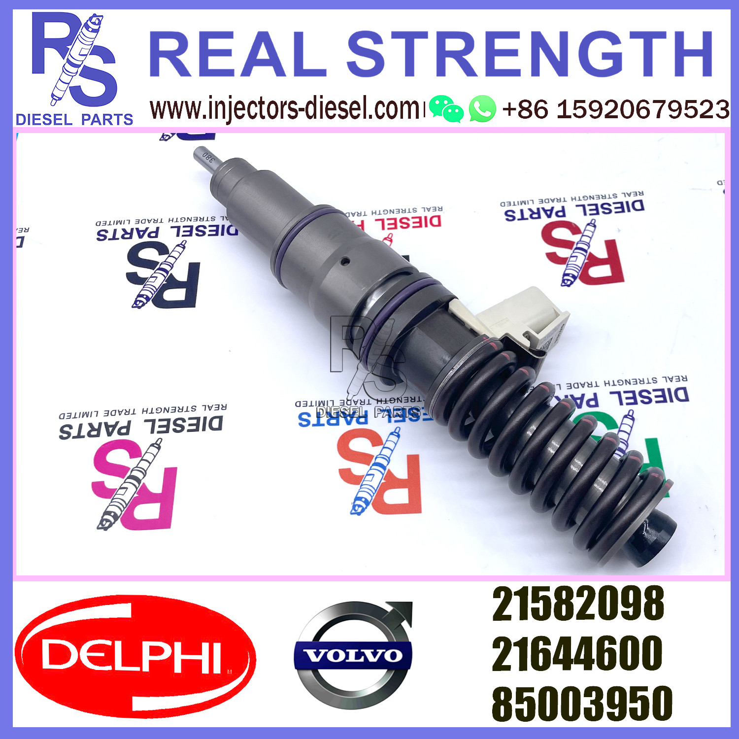 DELPHI 4pin injector 21582098 Diesel pump Injector V-O-L-V 21582098 21644600 85003950 E3.18 for RVI MD9 3503 EURO 4