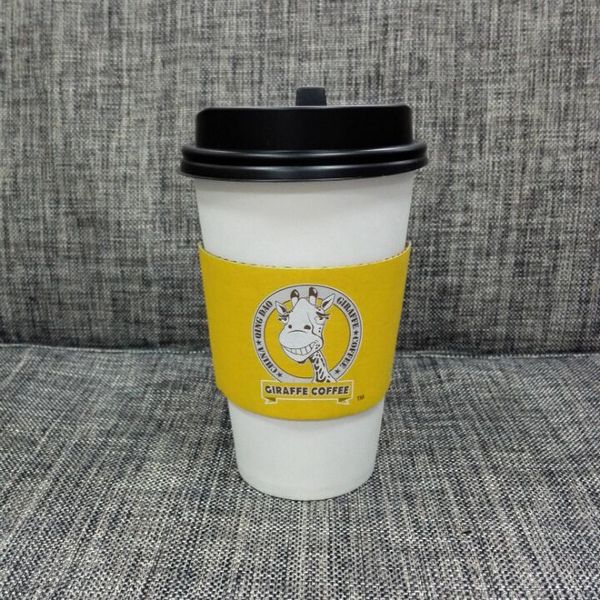 Promotional Coffee Paper Cup Sleeve With Logo Flexible Heat Resistant Handle