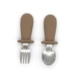 316 Stainless Steel Baby Silicone Fork And Spoon Set 4.33 Inch Height 1.42 Inch