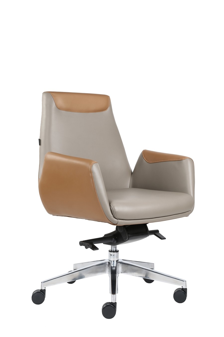 Conjoined Armrest 360 Degree Leather Revolving Chair With Castors