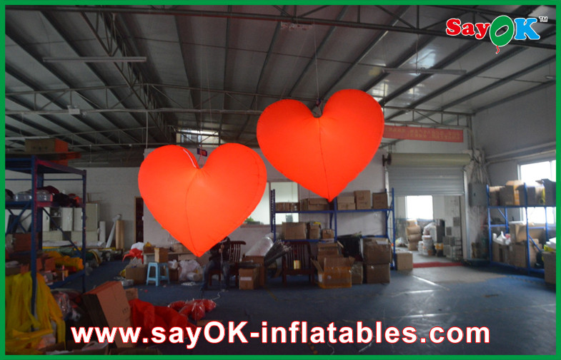 Indoor Event Red Inflatable LED Light Hanging Heart 2M Decorative with Led