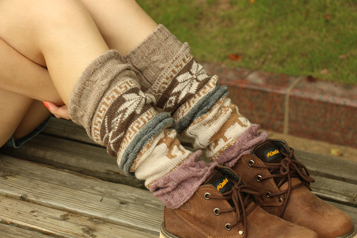 socks,leg warmers loose socks wool blend button down pierced decoration boot socks fashion
