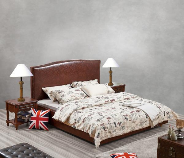 Glassic design of Leisure Bedroom Furniture Upholstered Headboard Bed by True