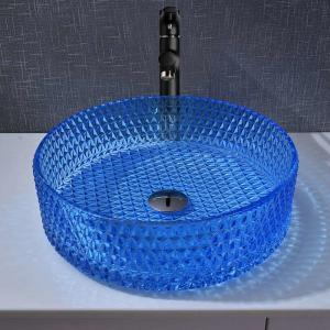 Wholesale Round 120mm Bathroom Wash Basin Glass Type Blue Colour Crystal Diamond from china suppliers