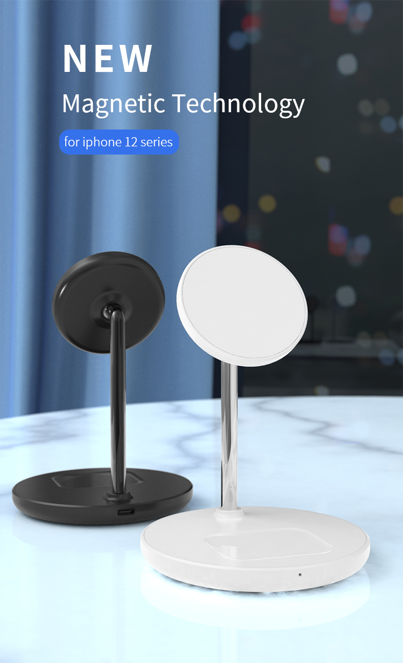 2 in 1 Mobile Phone Magnetic Wireless Charger with Type C Port and Fast Charging