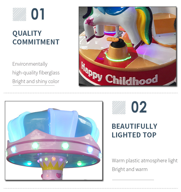 Attractive 3 Seats Mini Fairground Rides Small Carousel Merry Go Round For Shopping Mall