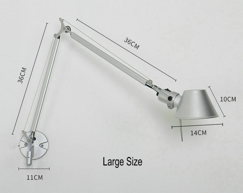 American Black Silver Wall Light E27 for Bedside Office Living Room Rotatable Long Arm Wall Lamp(WH-OR-233)