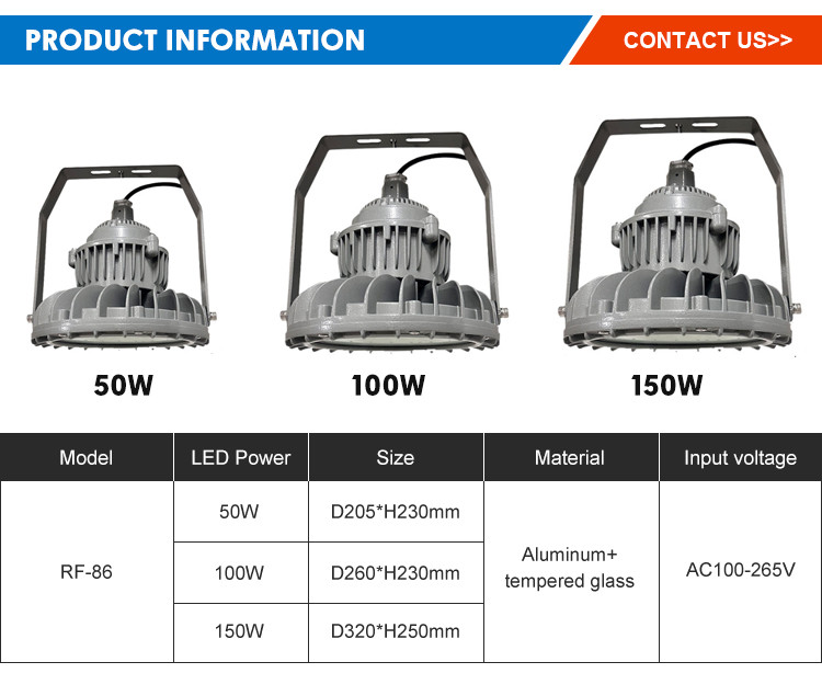 Explosion Proof High Bay Light Fixture 50W 100W 200W
