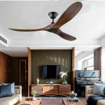 110V 220V AC Solid 3 Blade Wooden Ceiling Fan 52 Inch 56 Inch 60 Inch With Light