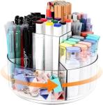 5 Slots 360-Degree Spinning Acrylic Pen Holder for Desk, Marker Holder Caddy Art