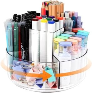 Wholesale 5 Slots 360-Degree Spinning Acrylic Pen Holder for Desk, Marker Holder Caddy Art Supply Organizer Pen Organizer for Desk from china suppliers