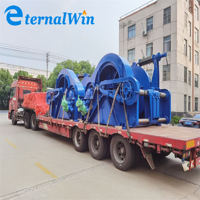 Double Drum Marine Hydraulic Winch 1-75 Ton Metal Steel