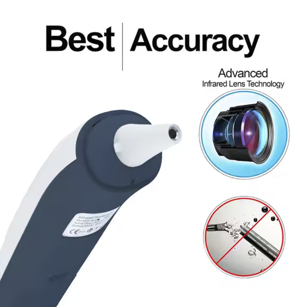 Ultra Precise Forehead Ear Thermometer With 3 Color Backlight FDA Approved