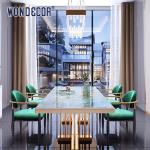 Hotel Luxury Furniture Art Marble Countertop Kitchen Table Stainless Steel Gold