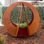 Large Outdoor Decorative Rusty Metal Corten Steel Garen Blade Ball Flower Pot
