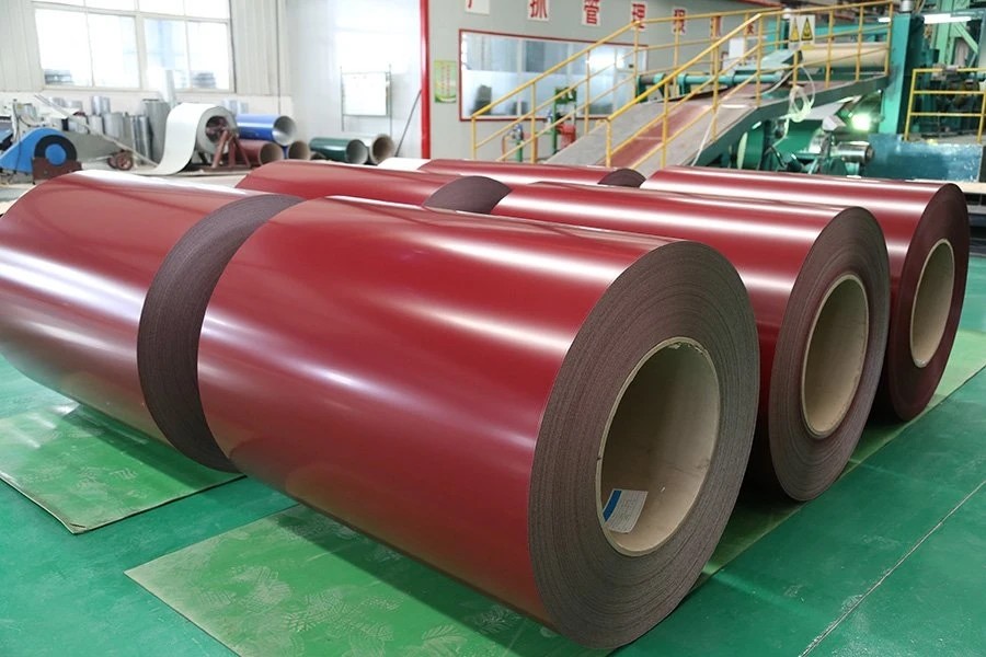 Red Ral 3005 Prepainted Galvanized Steel Coils 0.12mm Color Coated 1250mmSteel structure plant, airport, warehouse, etc