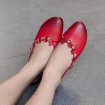 S409 New Retro Stitching Woven Thick High-Heeled Leather Women'S Shoes, Simple