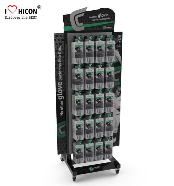 Movable Metal Retail Display Fixtures Free Standing Gloves Display Stand