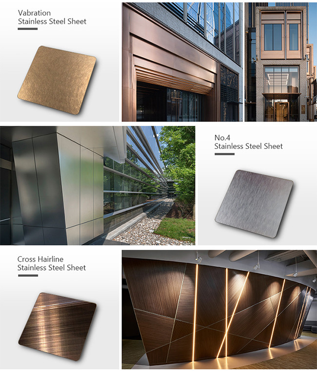 4X10 gold PVD Color Plated 316 Decorative Stainless Steel Sheet 1.2 mm Thick