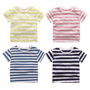 Wholesale Striped 3 To 10 Years Kids Short Sleeve Shirt , Anti Shrink Kids Cotton T Shirts from china suppliers