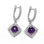 3.3g 925 Sterling Silver Gemstone Earrings Purple Amethyst