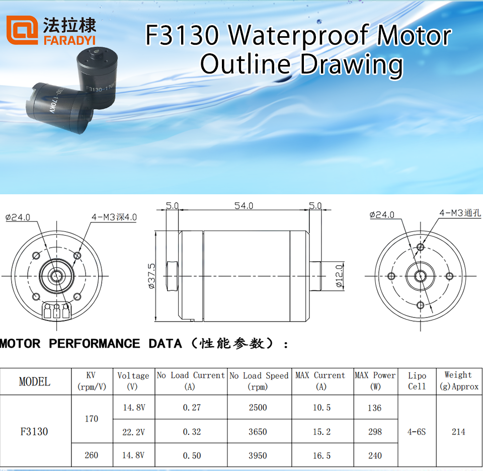 250 Watt 36 Volt Waterproof Electric Motor With Hub Motor Brake