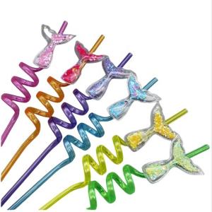 Wholesale Die Cutting Printing Decoration Christmas Reusable Glitter Stars Mermaid Straws for Mermaid Birthday Party Favors 24pcs from china suppliers