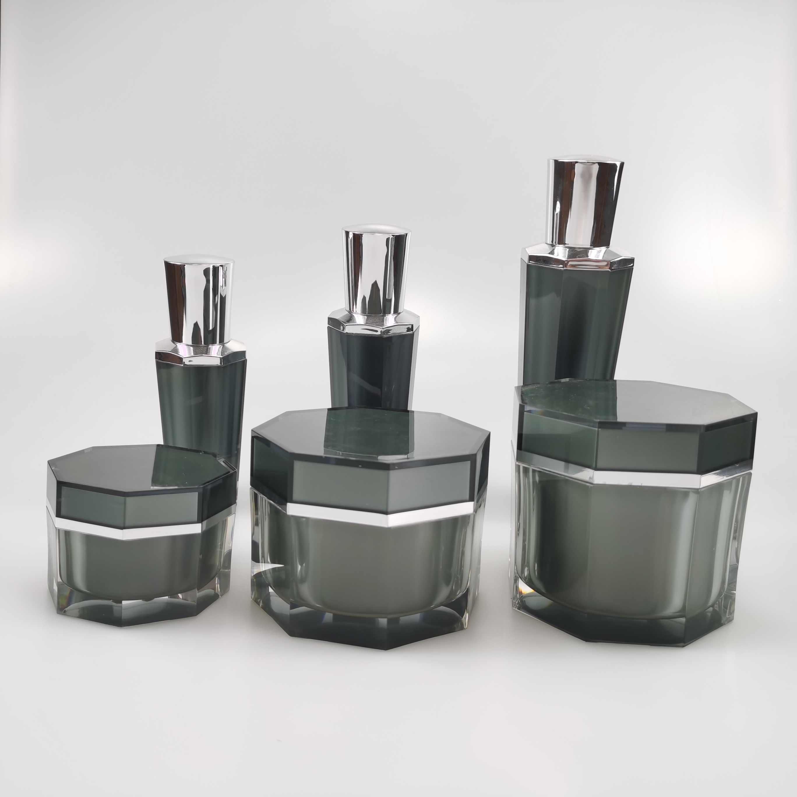 50g 120g 150g 200g Octagonal Shape Acrylic Cream Jar for End Cosmetic Packaging OEM/ODM