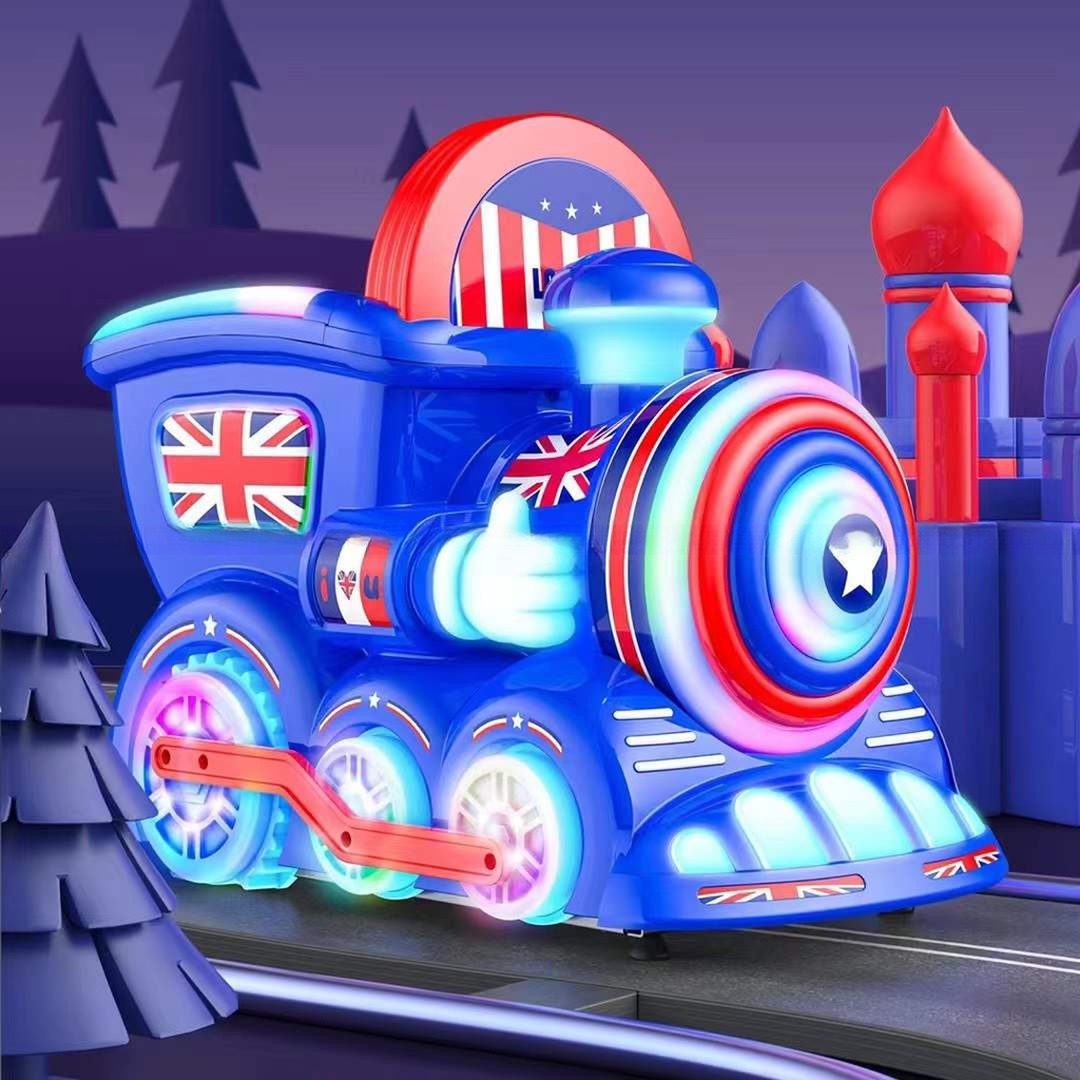 Happy kids british train coin operated kiddie rides for shopping mall
