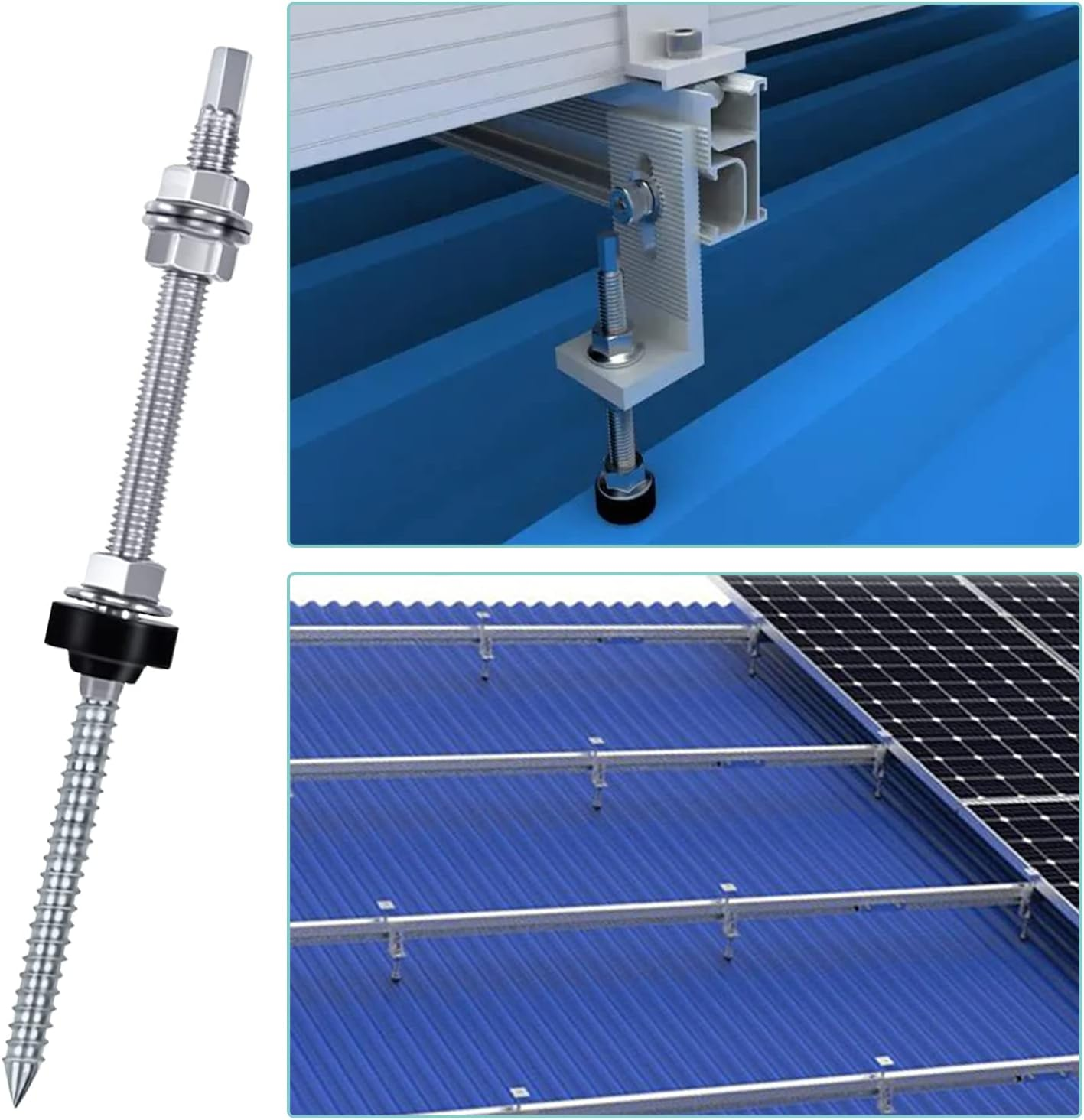 Solar Hanger Bolt L feet Snow Load 1.4KN/m2 25YRS Service Life Solar Tin Roof Hanger Bolts