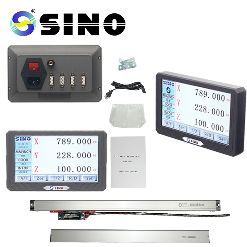 SINO SDS200S 3 Axis LCD Full Touch Screen Digital Readout Kits DRO Grating Ruler Rotary Encoder