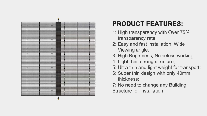 1000*1000mm Full Color Transparent LED Panel , Indoor Transparent Glass LED Screen Wall