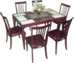 Mahogany Veneer Finished Hotel Dining Table / Hotel Restaurant Furniture