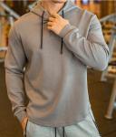 Black Gray Long Sleeve Unisex Plain Hoodies Anti Pilling Pullover Sweatshirts