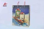 Art Christmas Paper Bags , Unique Christmas Gift Bags Blue Cotton Handle