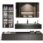 Modern Hotel Room Cabinets Rock Plate Wash Basin Integrated Bathroom Units
