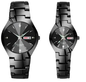 Wholesale 3ATM Quartz Couple Watches OEM Silvertone Luxury Couple Watches Date Function from china suppliers