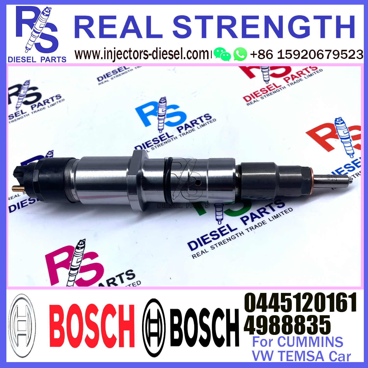 Genuine common rail injector 0445120161 0445120204 0445120267 For CUMMINS ISDE 4988835 5253221 5269194