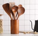 Customized Logo Teak Kitchen Wooden Utensils Six-Piece Jujube Spatula