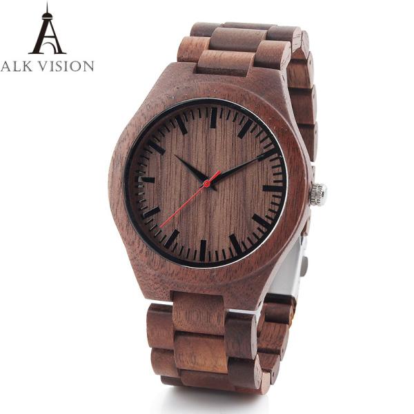 Natural Black Wood Watch Men Business Luxury Stop Watch Quartz Movement Wood