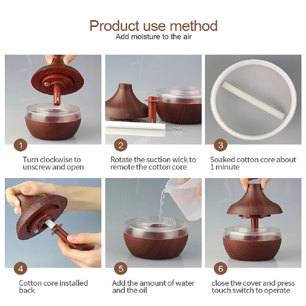 300ML 2W 35ml/h Wood Grain Aroma Diffuser For Bedroom