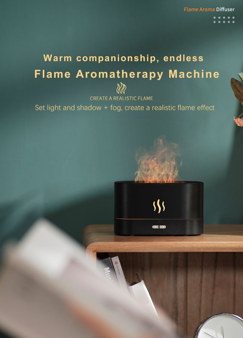 2023 Hot Selling Aroma Diffuser 180ml 3D Fire Humidifier Ultrasonic Fragrance Flame Humidifier