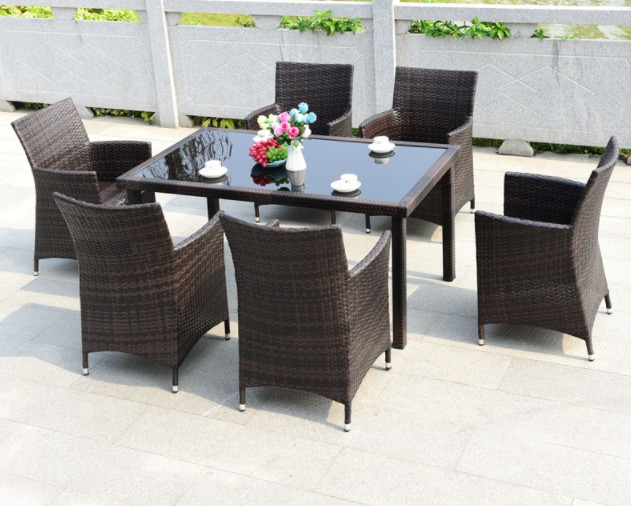 6 Seater Wicker Rattan Coffee Dining Table Villa Hotel Handmade Rattan Tabletop
