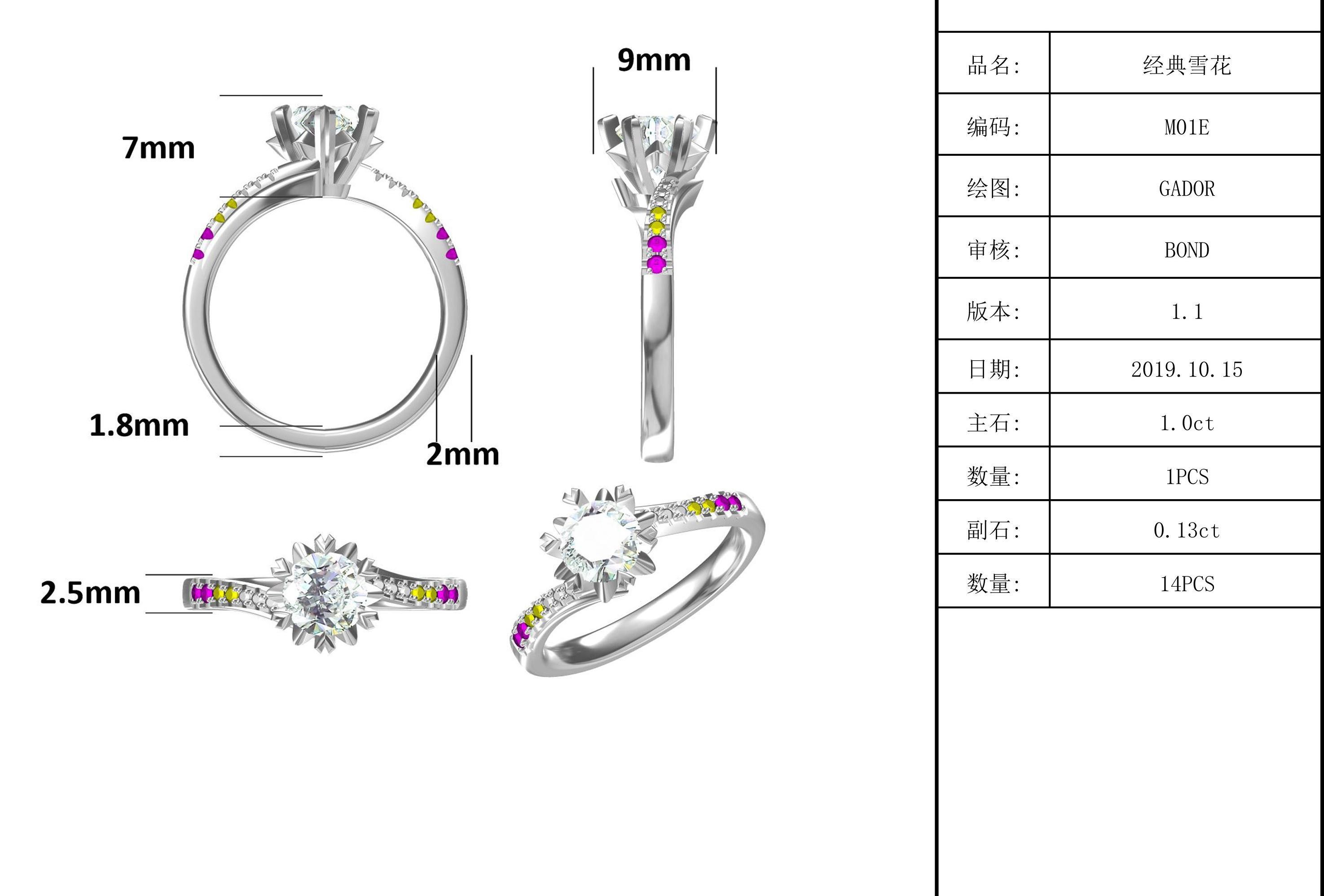 1.30CT White Moissanite And Sapphire Platineve Diamonds Jewelry Engagement Women Ring