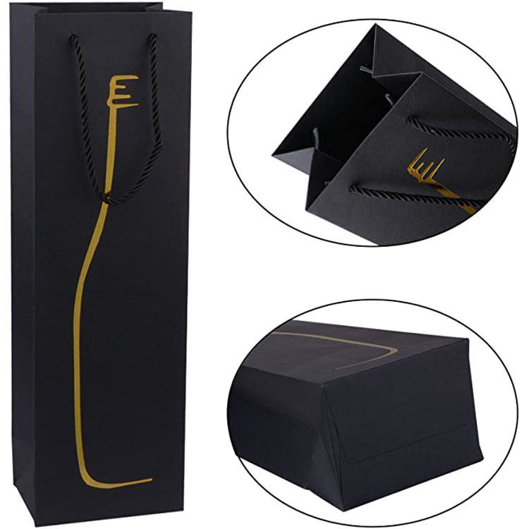 250gsm Stand Up Gusseted Paper Wine Bags Wine Bottle Bags Bulk